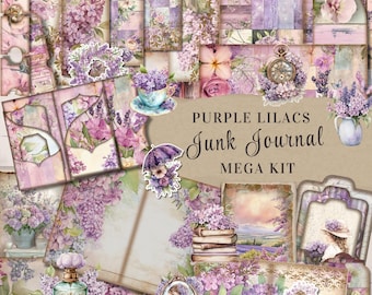 Purple Lilac Junk Journal Mega Kit, Rustic Lilac Vintage Ephemera, Floral Garden Papers, Journal Pages, Purple Junk Journal, Download- JJ04