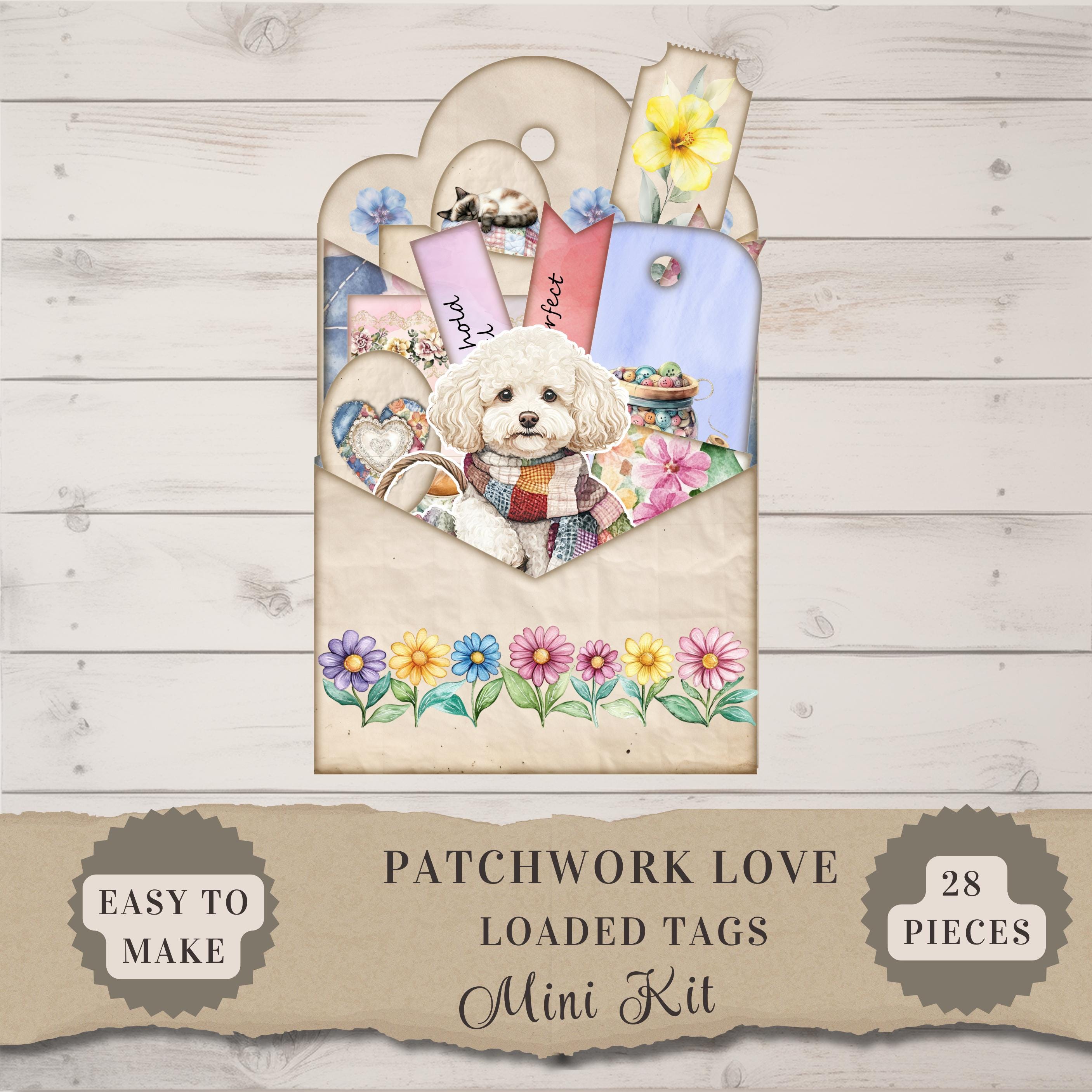 Loaded Tag Mini Kit – Patchwork Love Printable Shabby Chic Junk Journal ...