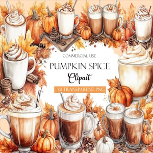 Pumpkin Spice Png, Pumpkin Clipart, Junk Journal, Cozy Autumn Drink, Pumpkin Spice Latte Clipart, Instant Digital Download, Commercial Use