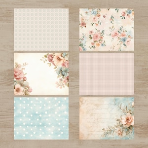 six different floral and polka dot backgrounds, each with a unique design and color scheme.
