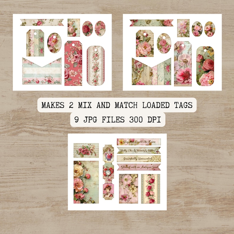 Rose Parlour Loaded Tags Junk Journal Kit - Printable Floral Tags ...