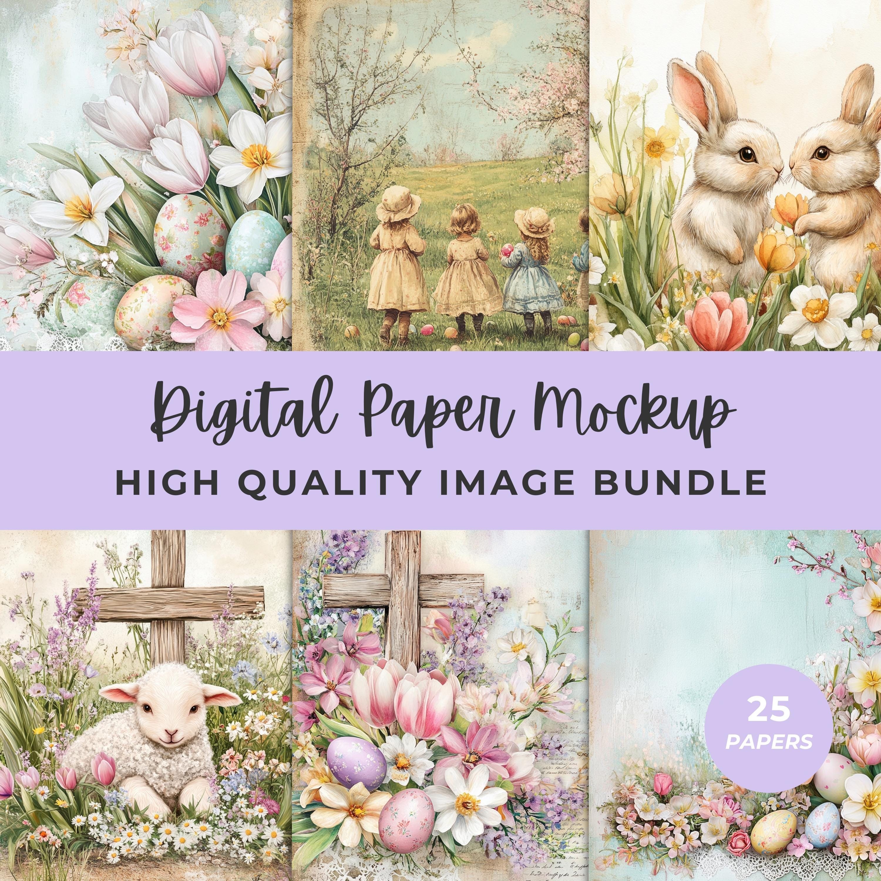 Easter Digital Paper Pack Spring Christian Junk Journal Pages Vintage ...