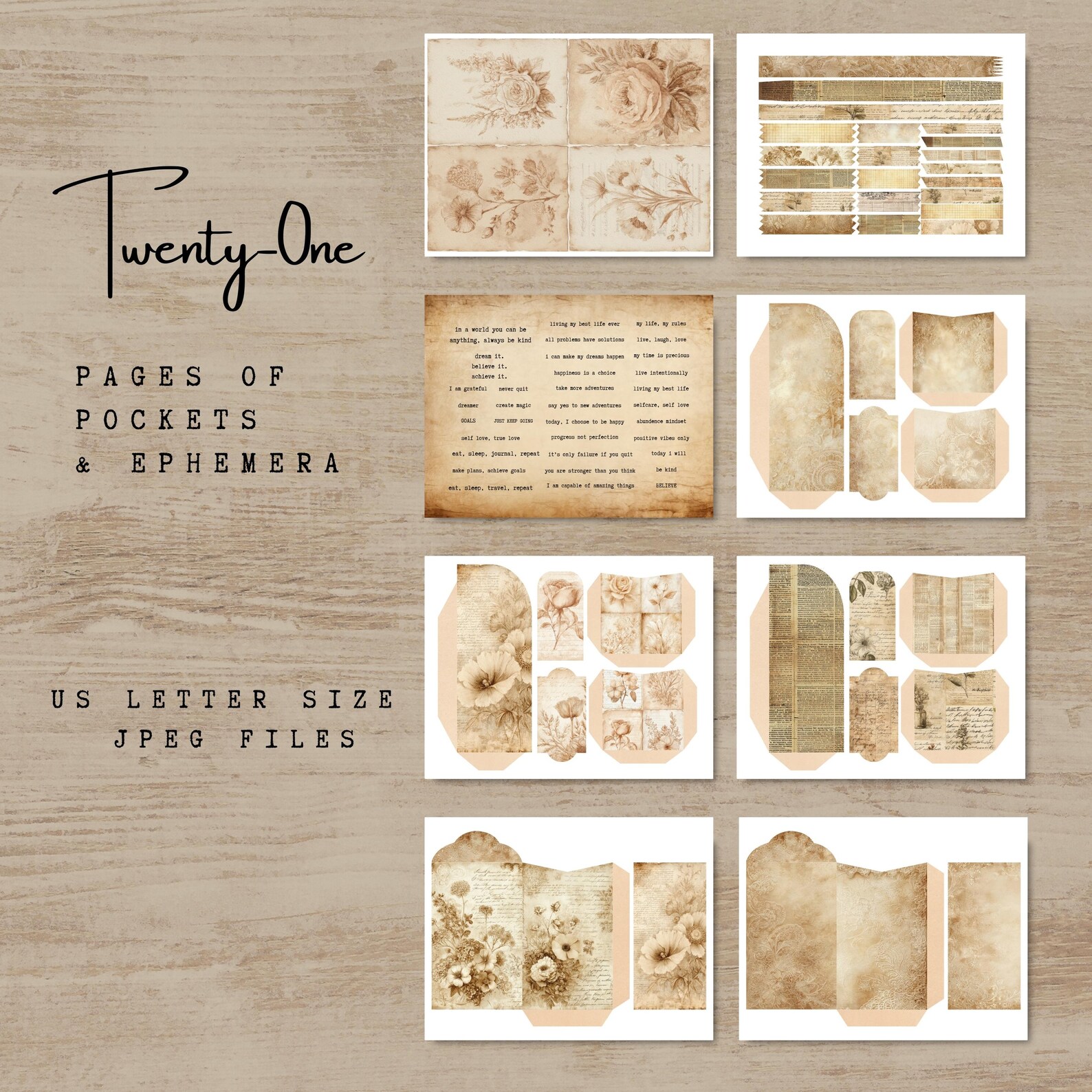 Neutral Junk Journal Pockets, Folio Bases, and Ephemera Add on Kit ...