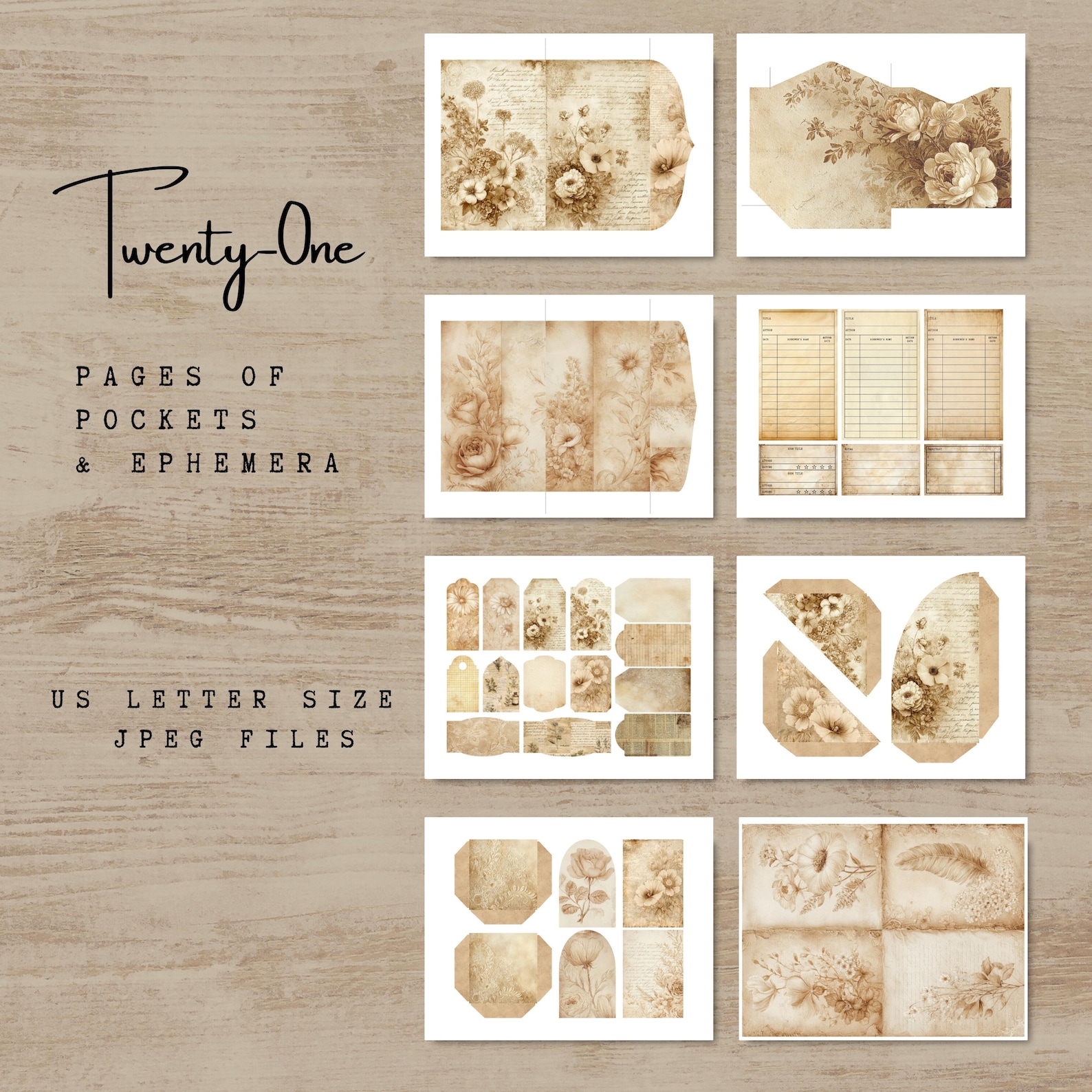 Neutral Junk Journal Pockets, Folio Bases, and Ephemera Add on Kit ...