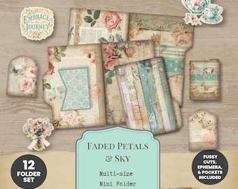 Vintage Floral Mini Folder Set: Printable Junk Journal Pockets FS001