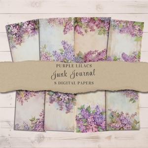 Papier numérique violet lilas 11 x 8,5 feuilles, créations en papier, tons lilas, téléchargement immédiat, papier numérique lilas, impression botanique - JJ04