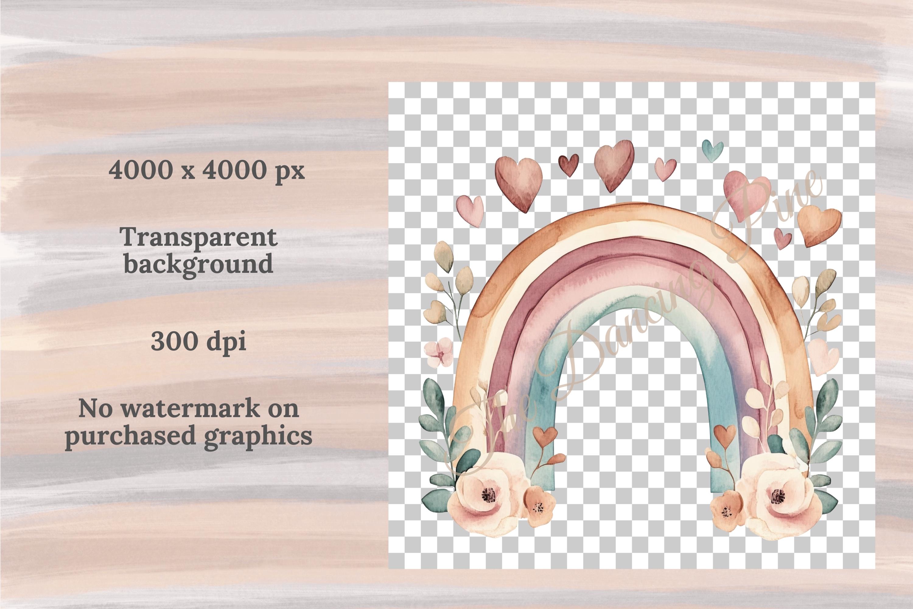 Boho Watercolor Rainbows and Flowers | Boho Rainbow Floral Clipart Set ...