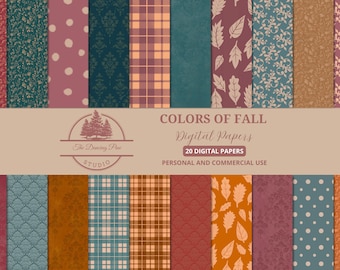 Autumn Patterns Digital Paper Pack, Junk Journal, Craft Digital Paper, Fall Background, Earthy Color, Fall Boho Color, Instant Download JJ02