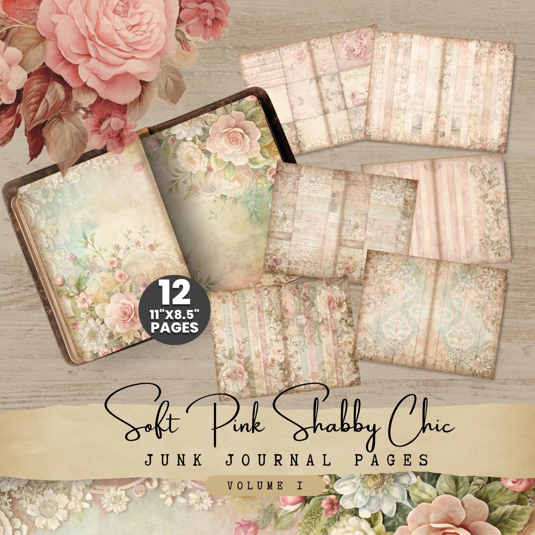 Shabby Chic Junk Journal Pages: Pink Lace Florals (digital Download) - Etsy