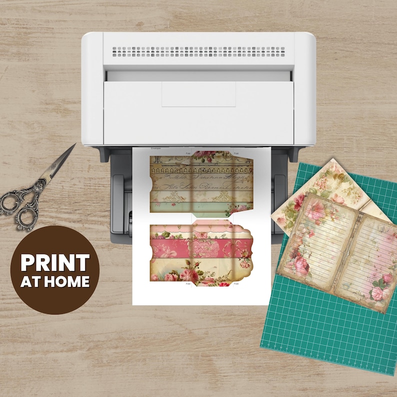 Printable Vintage Rose Junk Journal Kit - Floral Pages & Ephemera RP001 ...