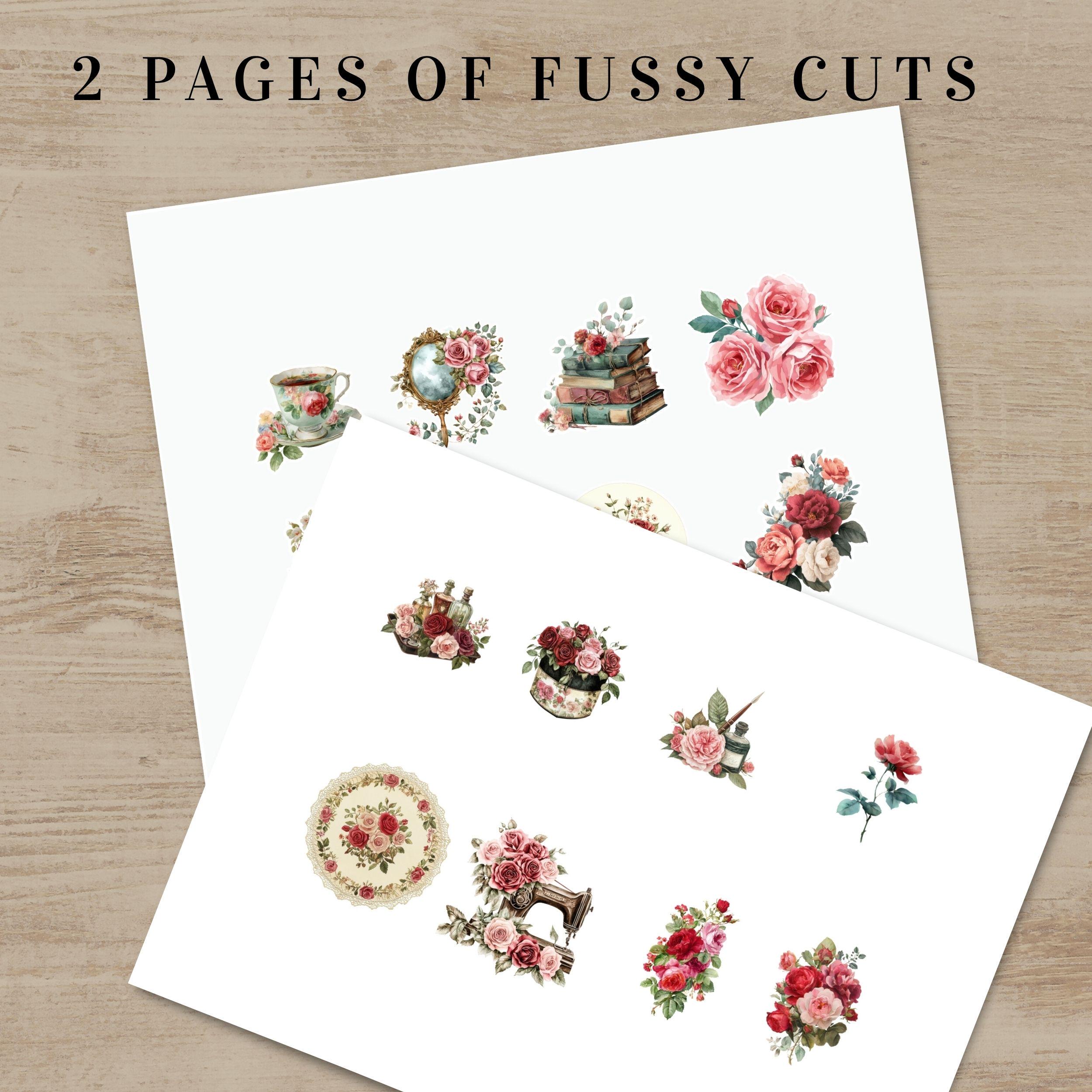Vintage Rose Floral Ephemera Kit: Printable Junk Journal Clusters RP001 ...