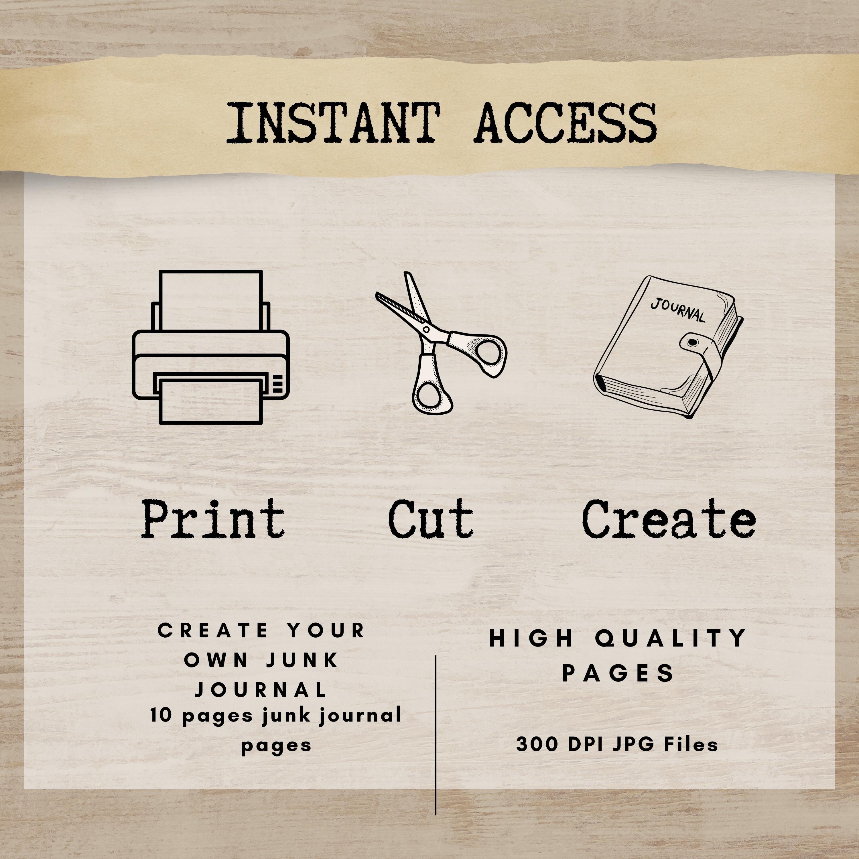 Vintage Ephemera Folder Pockets -set of Six Printable Junk Journal Kit ...