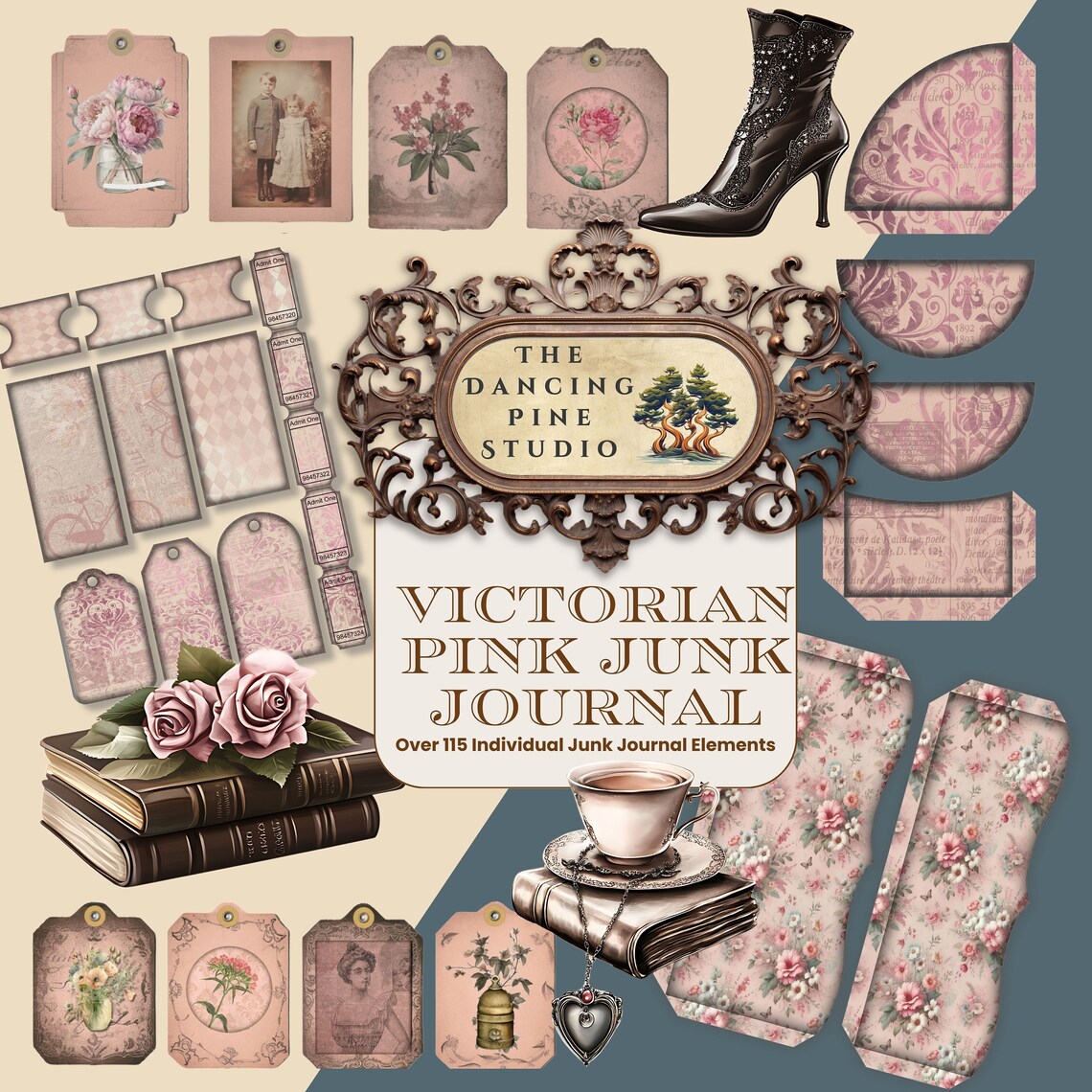 Victorian Pink Junk Journal Kit Printable Digital Art Instant Download ...