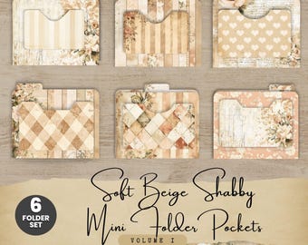 Shabby Chic Mini Folder Pockets: Printable Junk Journal Ephemera Kit (Digital Download