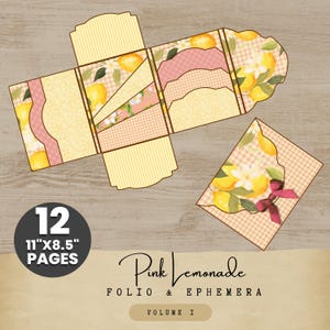 Kit folio de journal indésirable limonade rose - comprend 12 pages imprimables, des motifs cottagecore, agrumes et vichy, téléchargement immédiat