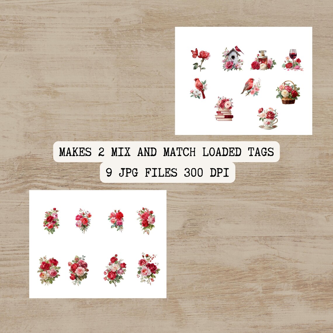 Rose Parlour Loaded Tags Junk Journal Kit - Printable Floral Tags ...