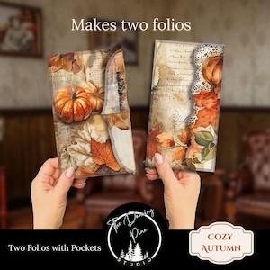 Digital Download | Junk Journal | Printable | Folio Pocket | Fall Leaves | Autumn Folio | Fall Printable | Vintage Ephemera| Pumpkin| Floral
