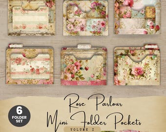 Rose Parlour Mini Folder Pockets: Printable Junk Journal Ephemera (Digital Download)