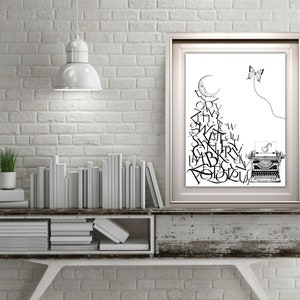 Printable Lettering Typography Gallery Wall Art Images Black White ...