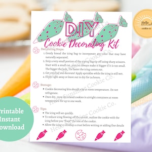 DIY Cookie Decorating Kit Instructions- Printable Instant Download
