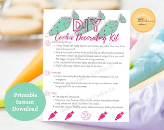 DIY Cookie Decorating Kit Instructions- Printable Instant Download