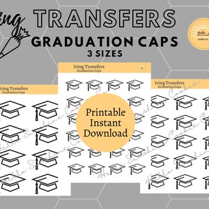 Royal Icing Transfer Sheet - Graduation Caps