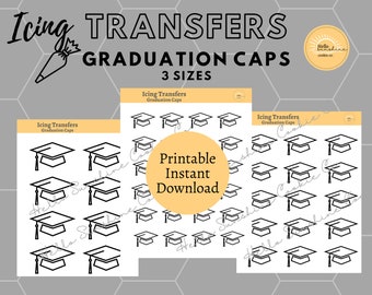 Royal Icing Transfer Sheet - Graduation Caps
