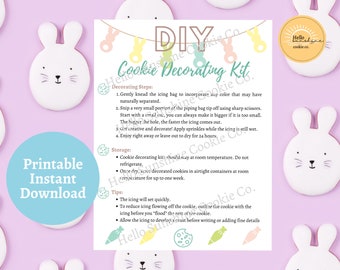 DIY Cookie Decorating Kit Instructions for Easter- Instant Download