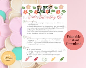 DIY Cookie Decorating Kit Instructions Flowers- Instant Download