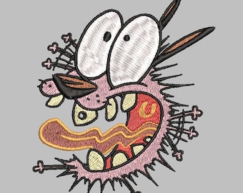 Coraje, el perro cobarde, asustado y aterrorizado Archivo de bordado digital