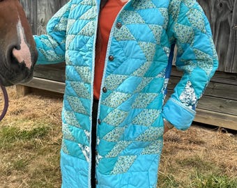 Vintage Lonestar Quilt Coat, Rancher Style, Handmade Patchwork