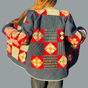 Patchwork Quilted Button up Jacket Made from a Vintage Quilt Top image 3