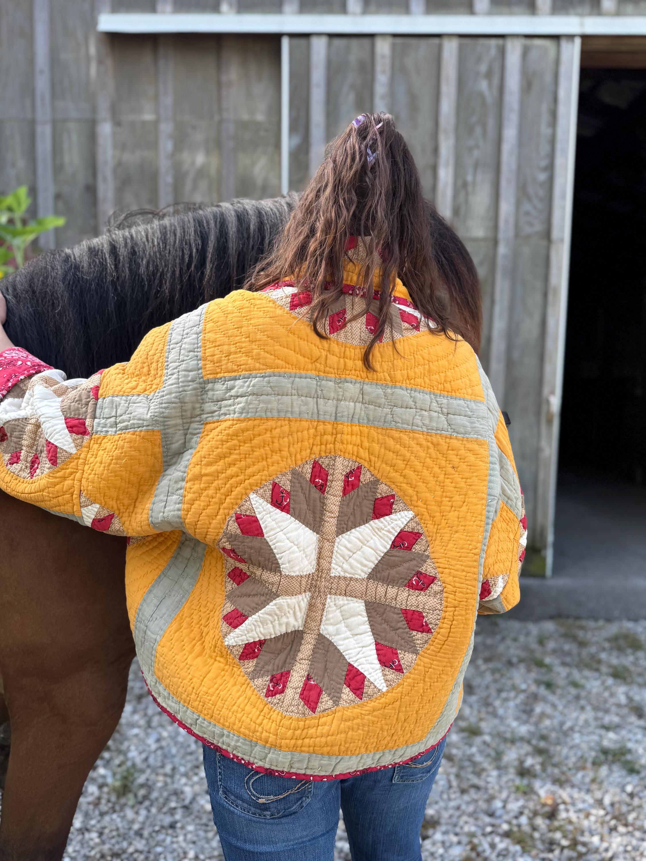 Hand Stitched Antique Quilt Made into a Heather Style Jacket