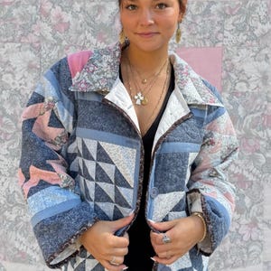 POL Quilting Patch Button Up Cable Knit Jacket
