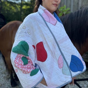 Vintage “Sun Bonnet Sue” Patchwork Style Hand Stitched Quilt Jacket
