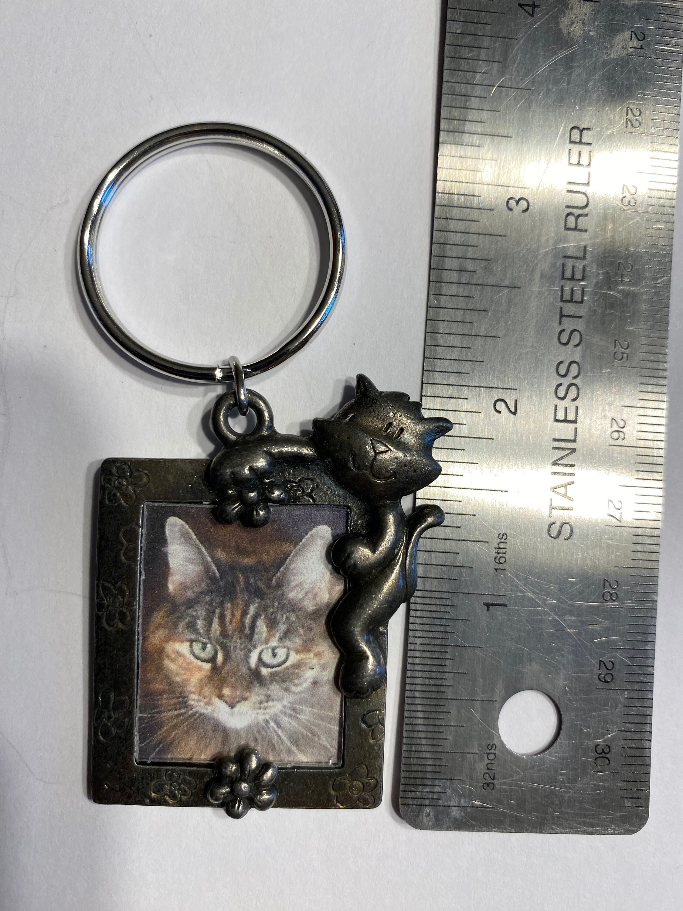 Frame For Key Rings Antiqued Pewter Kitty Picture Frame Key Ring - Etsy