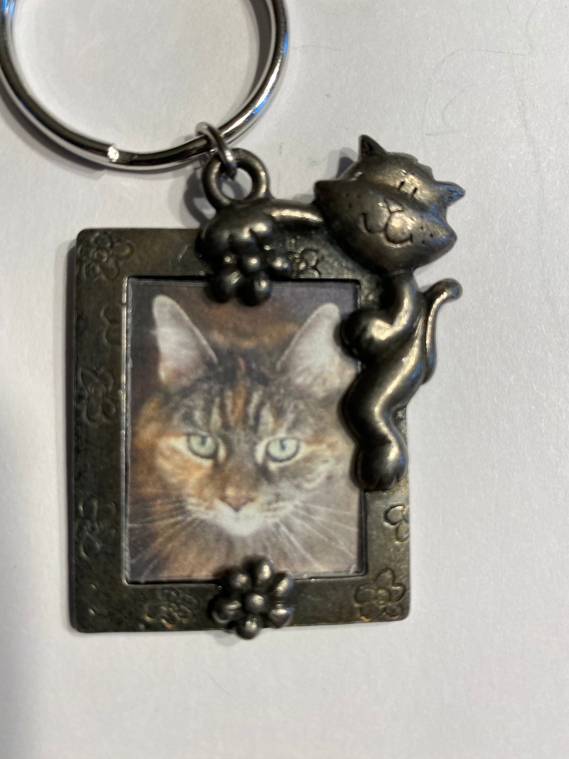 Frame For Key Rings Antiqued Pewter Kitty Picture Frame Key Ring - Etsy