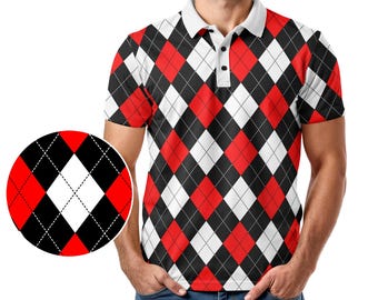 Men's Argyle Golf Polo – Moisture Wicking Performance Shirt
