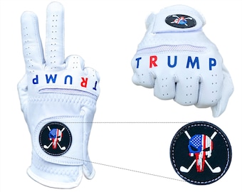 Trump Skull Golf Glove, 100% Cabretta Leather, MAGA Political Gift