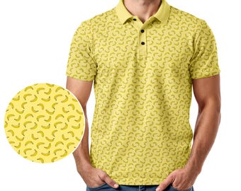 Banana Print Golf Polo Shirt - Quick Dry Sun Protection Parody Savannah Bananas Baseball