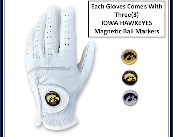 Iowa Hawkeyes Cabretta Leather Golf Glove with 3 Magnetic Ball Markers