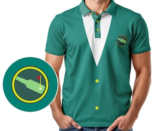 Funny Green Jacket Golf Polo – Parody Costume Shirt, UPF 40 Sun Protection