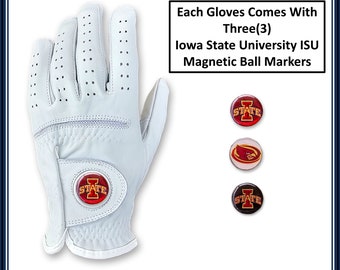 ISU Cyclones Cabretta Leather Golf Glove with 3 Magnetic Ball Markers