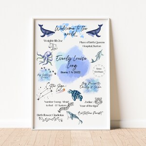 Personalised under the sea nursery print- New Baby Personalised Print - Birth Details Gift - Keepsake Print - New Baby Gift