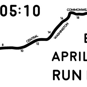 Run Boston 26,2 Route mit Startnummer und Uhrzeit