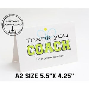 Merci pour entraîneur de tennis, cadeau pour entraîneur de tennis, entraîneur de tennis, fin de saison, format A2, téléchargement immédiat