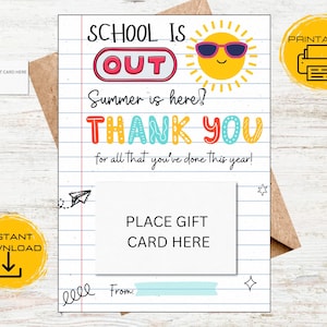Porte-cartes cadeau professeur (téléchargement numérique) Imprimable, cadeau de fin d'année scolaire - Idée cadeau professeur - Carte cadeau professeur