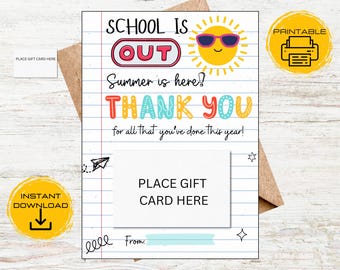 Porta carte regalo per insegnanti (download digitale) stampabile, regalo di fine anno scolastico per insegnanti - idea regalo per insegnanti - carta regalo per insegnanti