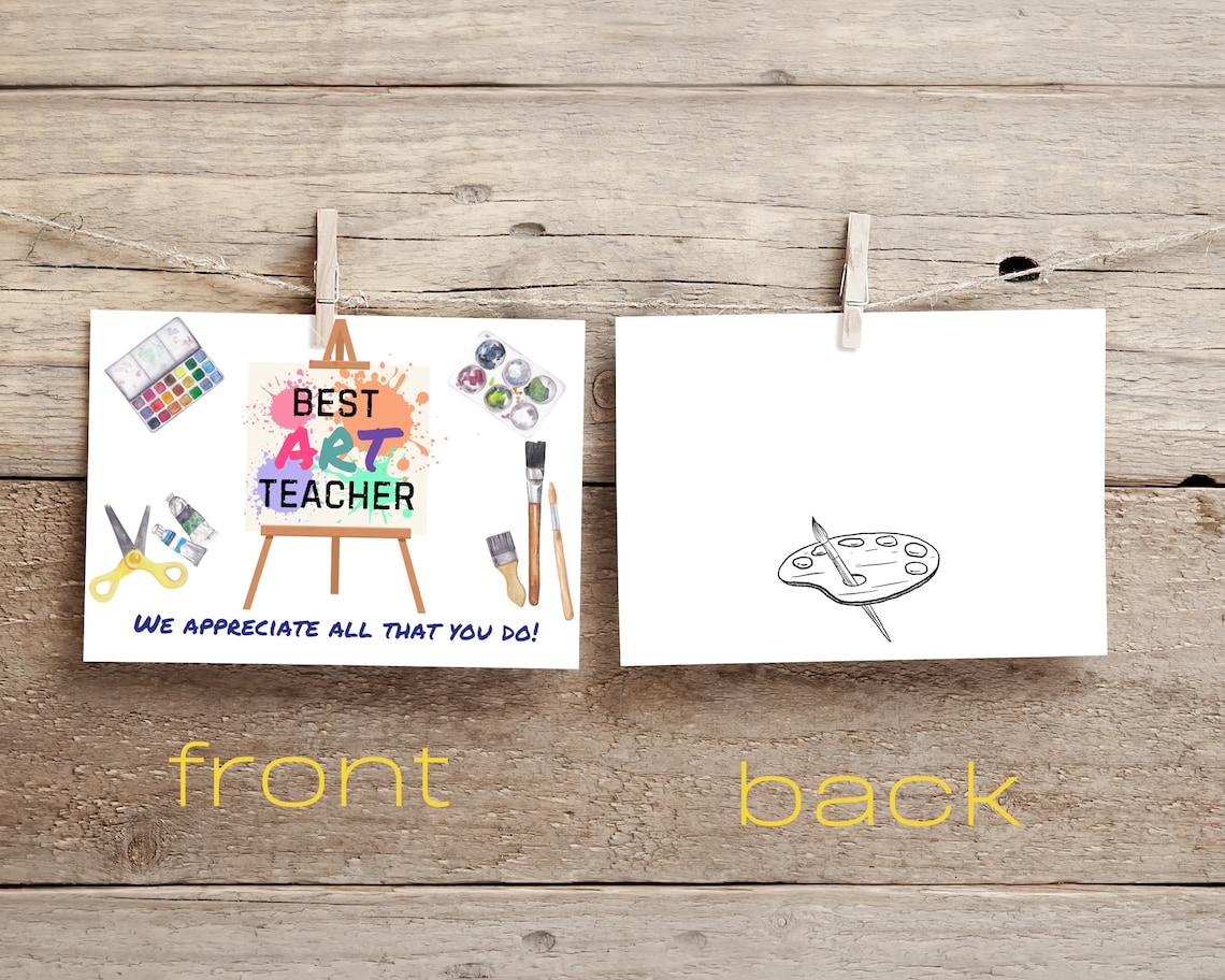 Art Teacher Card, Teacher Appreciation Week Card, End of School Year ...