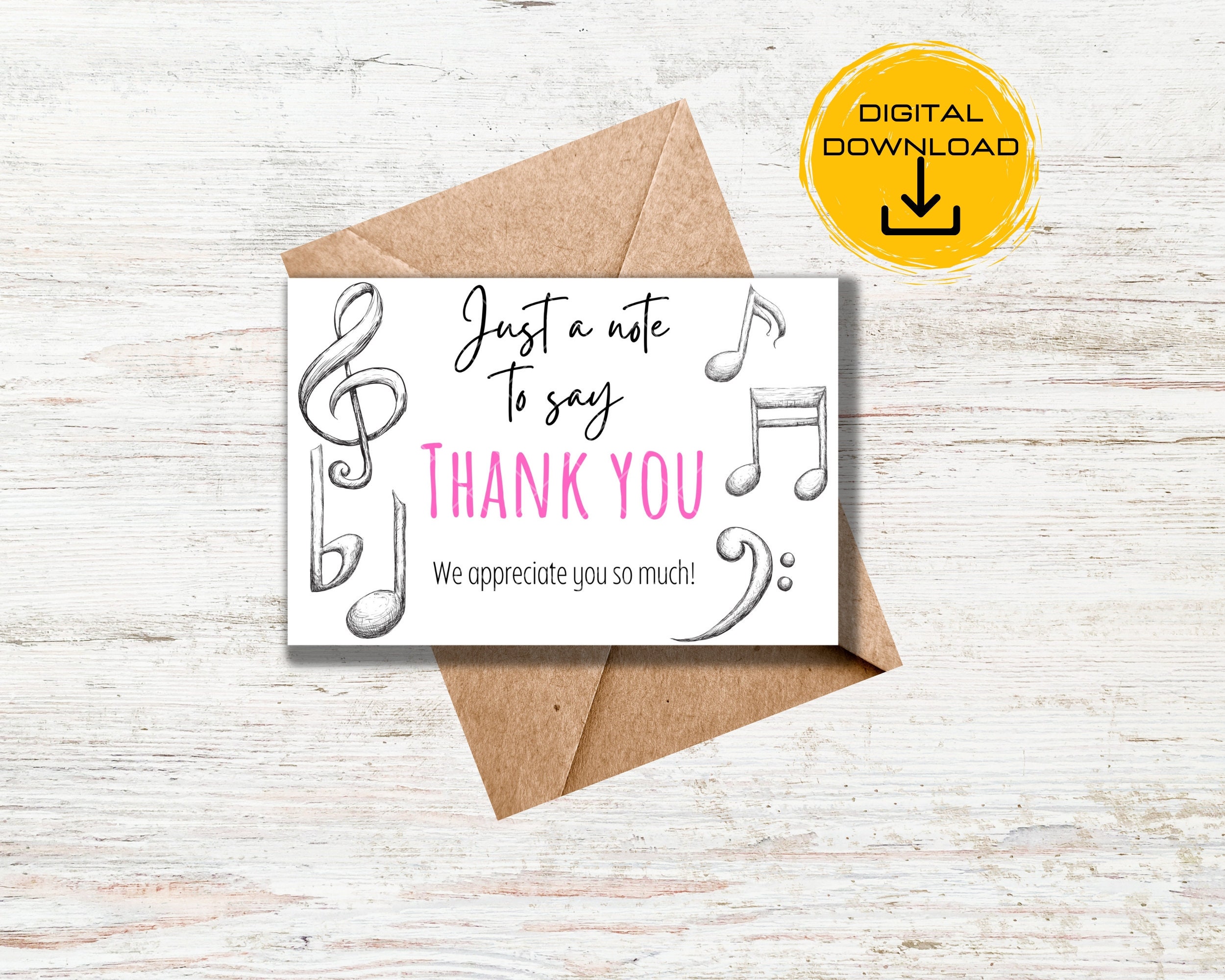 Music Teacher Card, Music Teacher Thank You, Teacher Appreciation